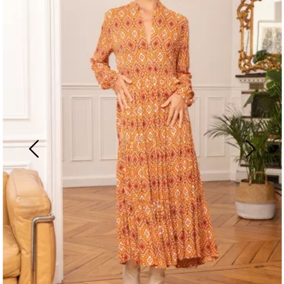 LAST QUEEN PARIS Dresses & Skirts - LAST QUEEN paris long sleeve dress abstract browns